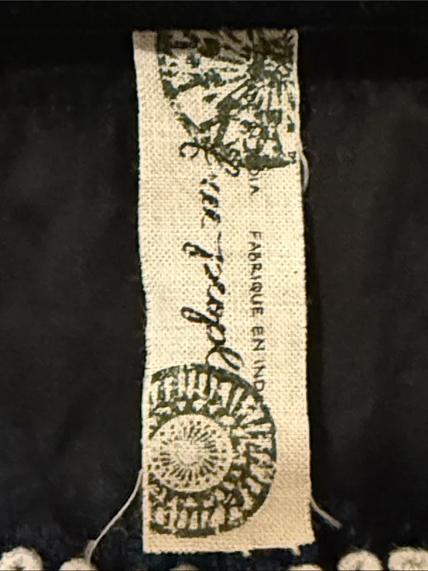 Free People Black Mini Dress with White Embroidered Trim - Image 3