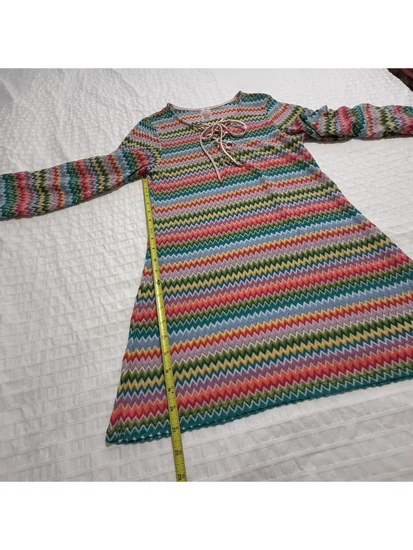 PQ Swim Ziggy Noah Coverup Tunic Chevron Rainbow Bell Sleeves XS / S Multicolor - Image 5