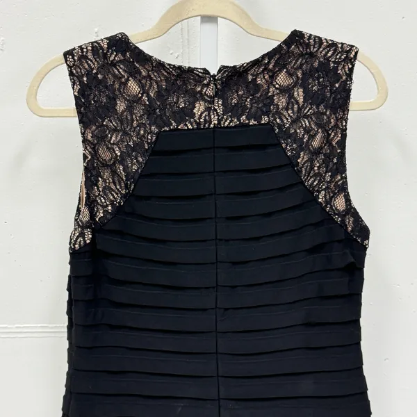 Adrianna Papell Tiered Ribbon Lace‎ Sheath Dress Size 12 Sleeveless Cocktail Blk - Image 5