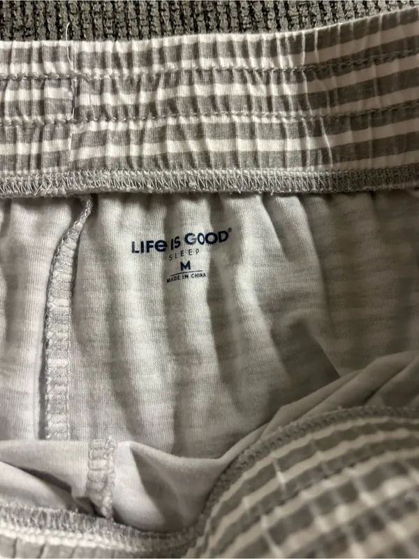 Life is Good Striped Gray & White Women’s Lounge Shorts - Image 5