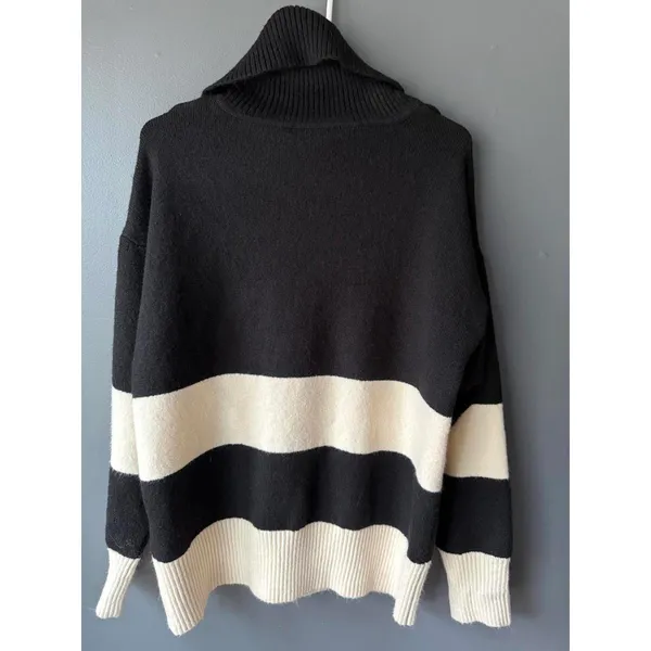 Sanctuary Black and Cream Cowl Neck Sweater with Half-Zip - Image 3
