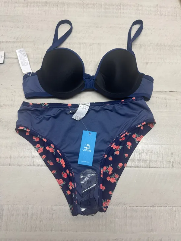 Navy Sweetheart Bikini Top & Standard Geo printed Bottoms Set - Image 6