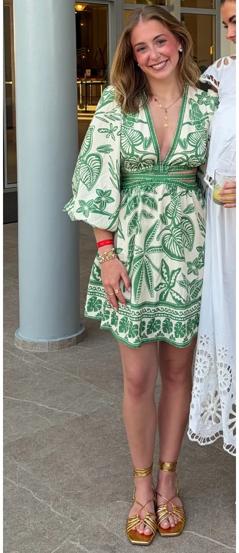 Green Long sleeve mini dress Size XS - Image 2