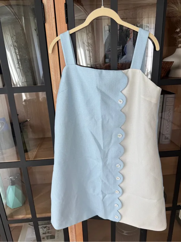 SSYS Isabelle Scalloped mini dress colorblock side sleeveless contrast pastel - Image 7