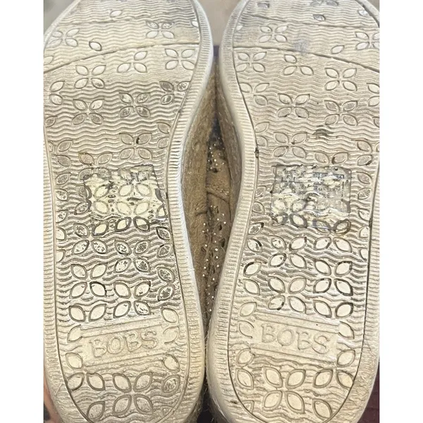 BOBS From Skechers Memory Foam Tan Espadrilles Rhinestone Wedge Platform Women 5 - Image 8