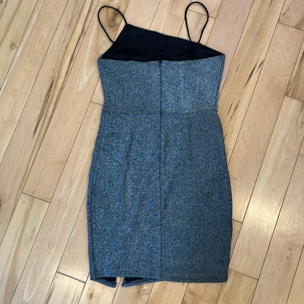 Lulus asymmetrical thin strap lightly lined black glitter dress - Image 7