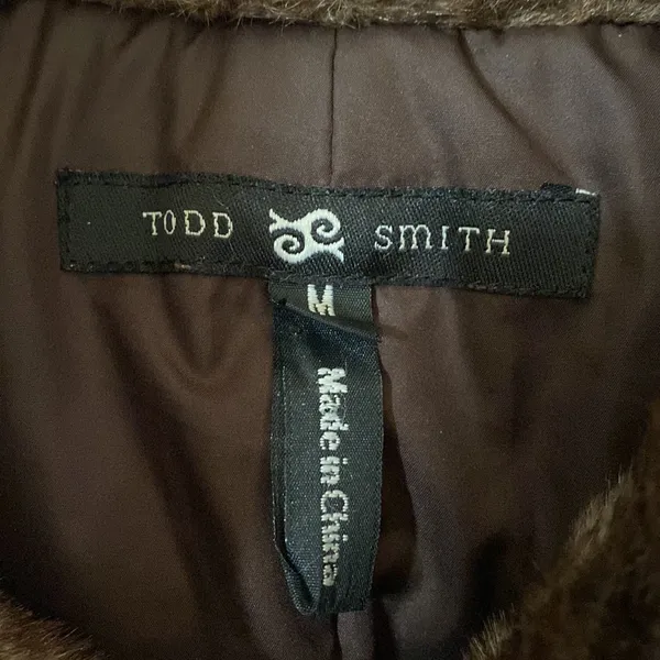 Todd Smith Brown Button Down Faux Fur Collar Vest - Image 3