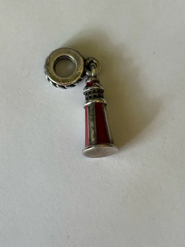 Pandora Red Lighthouse Sterling Silver 925 Enamel Dangle Charm Bracelet Bead - Image 2