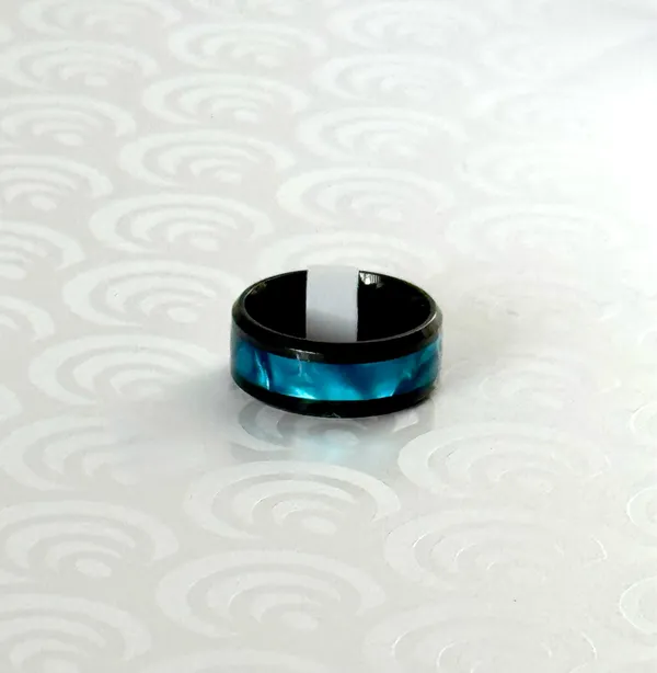 Light Blue Abalone Inlay Ring, Size 6 - Image 2