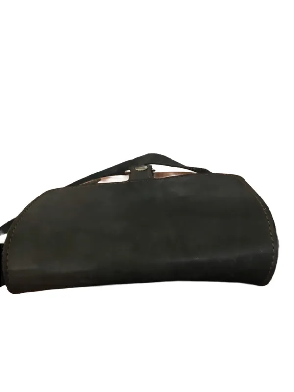 El Ceibo Handcrafted Tan Suede And Black Leather Crossbody Messenger Bag - Image 11