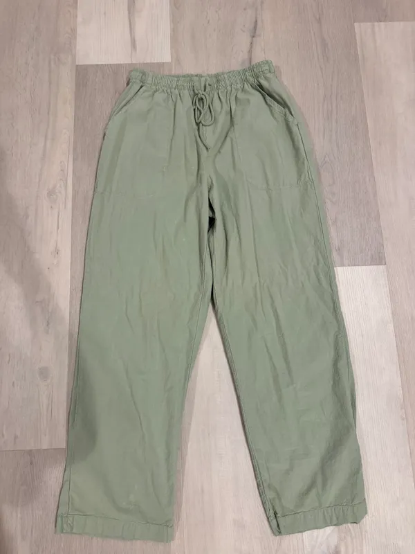 Green Linen Pants Size M - Image 2