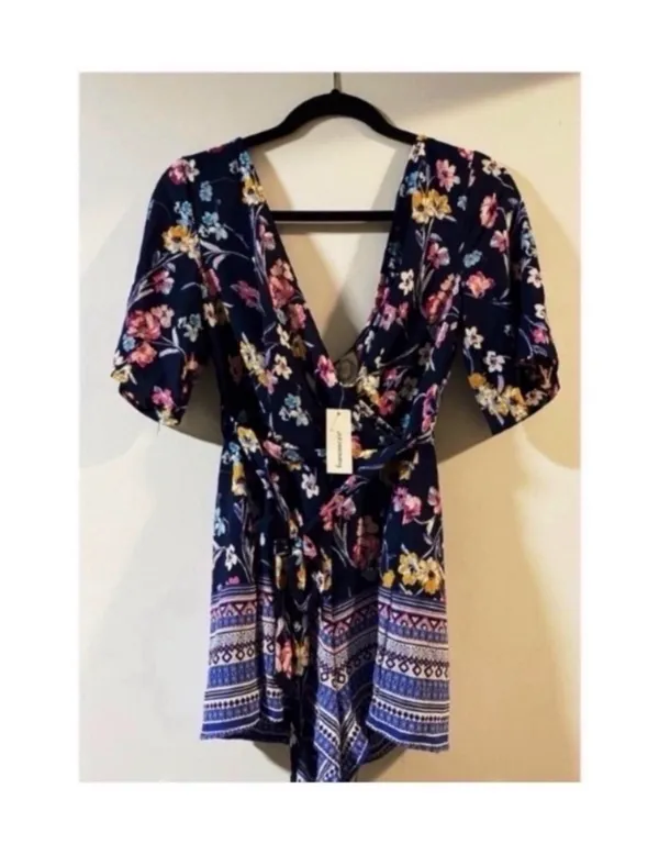 Floral Francesca's Romper Blue - Image 5