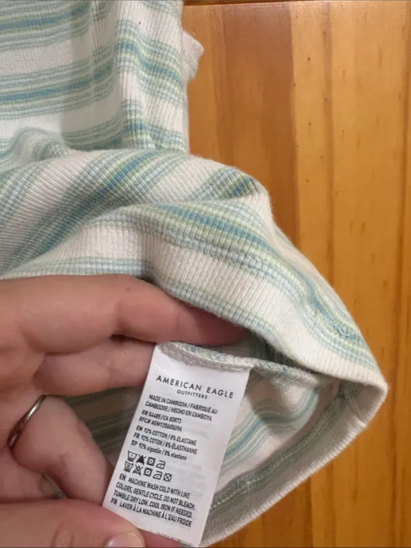 American Eagle Size XS Blue Ribbed Striped Tank Top - Image 3