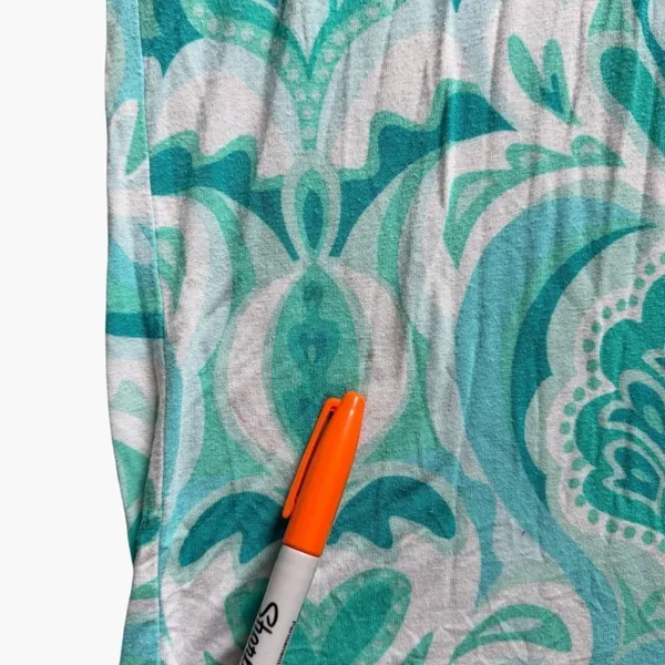 Soma Pajama Pants Women L Teal White Damask Floral Cropped Lounge Sleepwear - Image 8