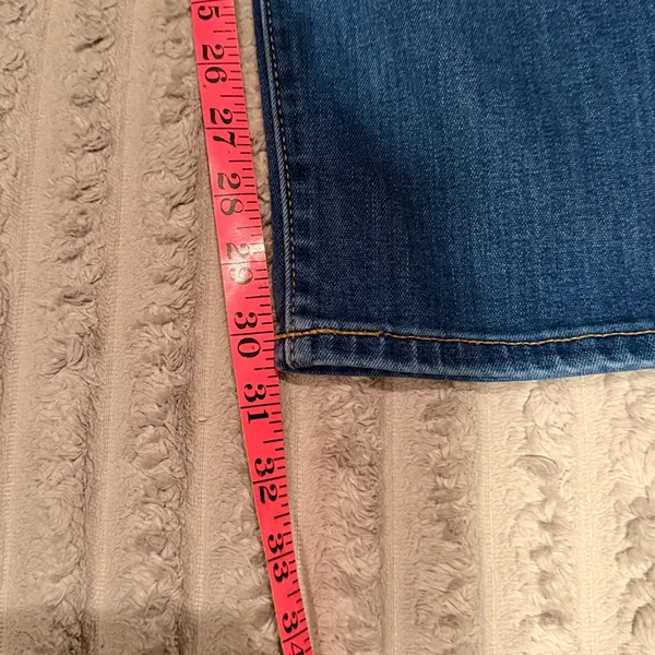 Old Navy Power Slim Straight Mid-Rise Distressed Jeans Blue Size 16 Long - Image 6