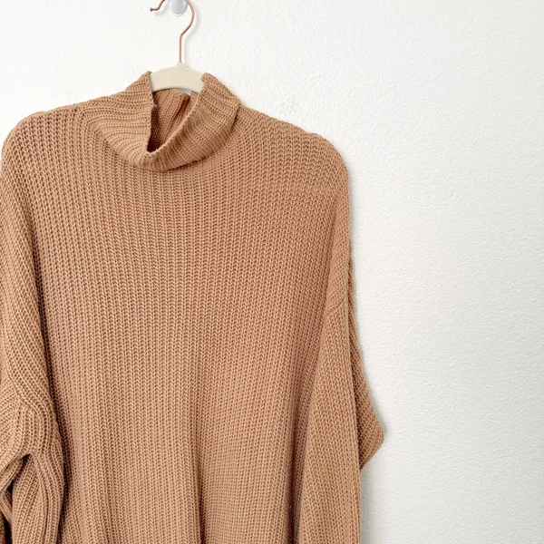 [American Eagle] Tan Oversized Boxy Turtleneck Ribbed Knit Sweater Sz Large L/XL - Image 8