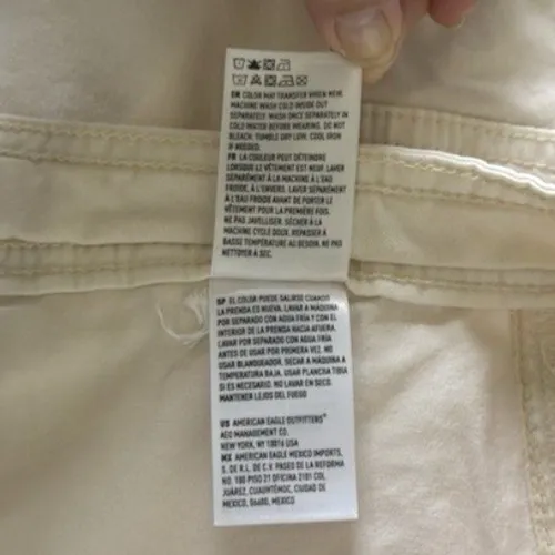 American Eagle Womens Cargo Pants Beige Size 14 Parachute Utility Y2K Drawstring - Image 6
