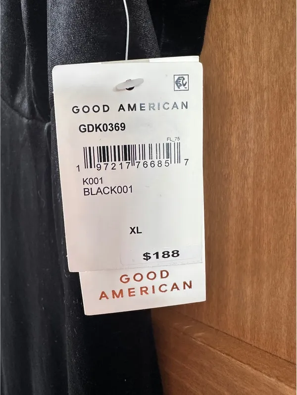 NWT Good American Black Velvet Mini Dress Women’s size XL - Image 10