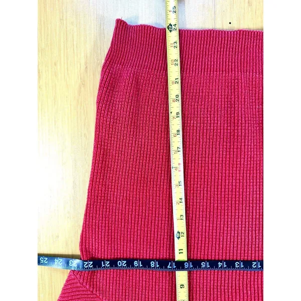LL Bean Sweater Women’s L Red Cotton Ribbed Knit Pullover Made USA Vintage - Image 7