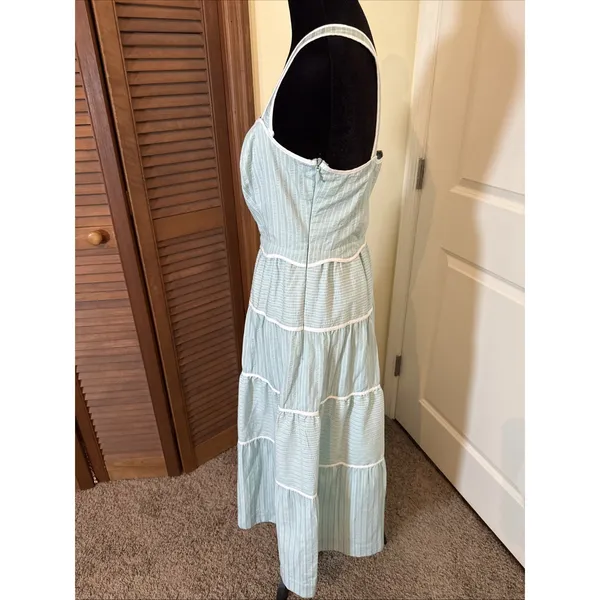 Adelyn Rae Cotton Tiered Maxi Dress Aqua Size Small - Image 3