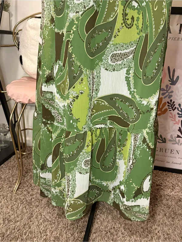 Apt. 9 Olive Green Paisley Maxi Slip Dress - Image 3
