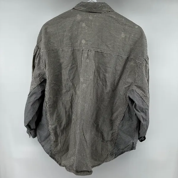 Free People We the Free Happy Hour Oxford Shirt Button Up Relaxed Stripe Gray XS - Image 6