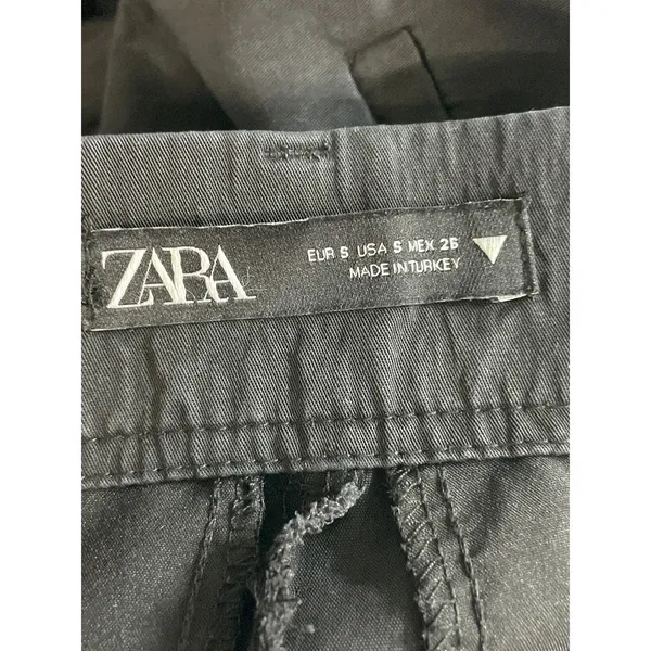 Zara Women's Black High Rise Pleated Relaxed Straight Leg Trousers Pants Size S - Image 5