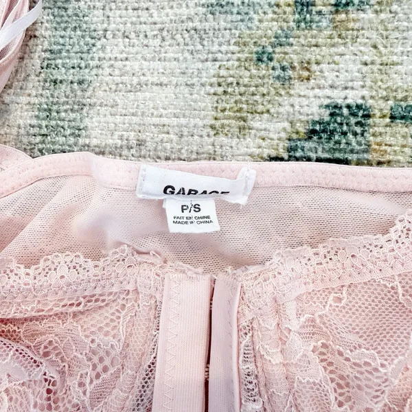 Garage Womens Sheer Lace Corset Top Small Pink Coquette Fairy Dainty Romantic - Image 6