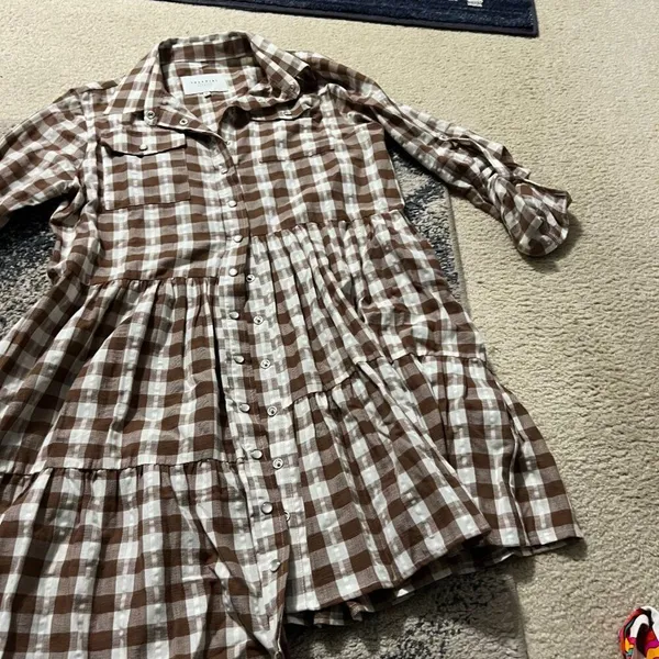 THE SHIRT Rochelle Behrens - Jules Dress in brown/cream plaid gingham‎ - Image 8