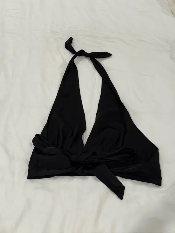 Cotton Candy Black Halter Crop Top - Image 3