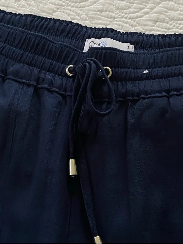 Croft & Barrow Navy Drawstring Wide-Leg Flowy Lightweight Pants Coastal Size S - Image 4