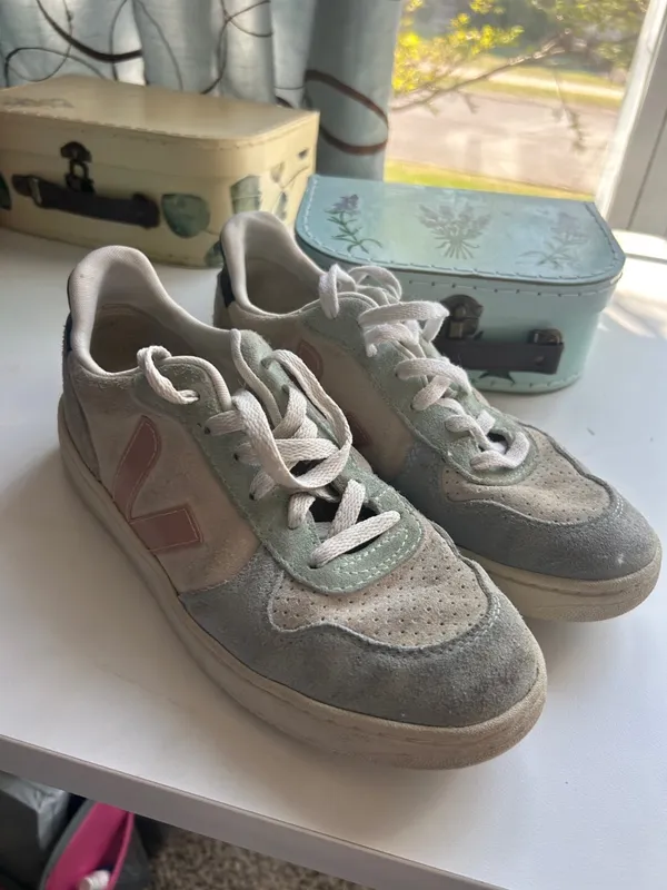 Veja multicolor suede lace up sneakers comfort trainer pastel preppy size US 8 - Image 2