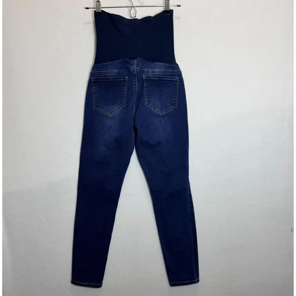 Haute Mama Maternity Skinny Jeans Womens Size S Blue Stretch Distressed Denim - Image 3