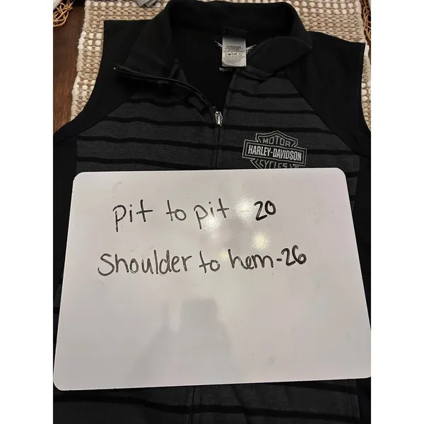 Harley Davidson Womens‎ Vest Full Zip Black Gray Stripe Logo Casual Size L - Image 6