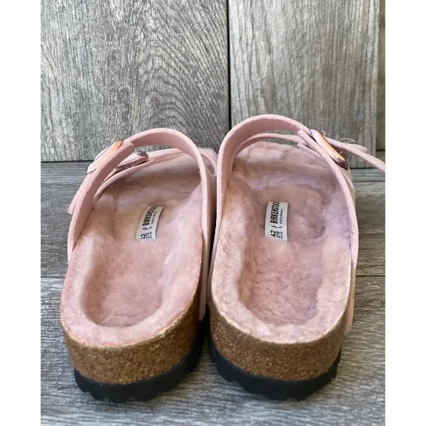 Birkenstock Arizona Shearling Sandals Desert Dust Light Rose Narrow Fit 42 - Image 5