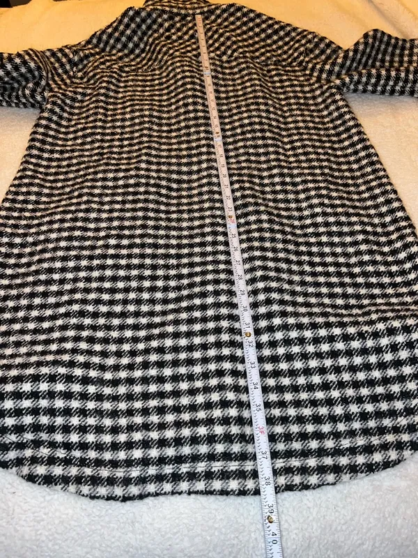 Free People "We The Free"‎ Get Around Houndstooth Shacket Black White L (NWT) - Image 9