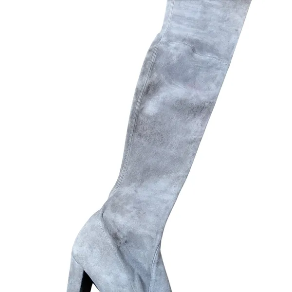 Stuart Weitzman Landmark Gray Over the Knee Suede Heeled Boot EU 36 - Image 2
