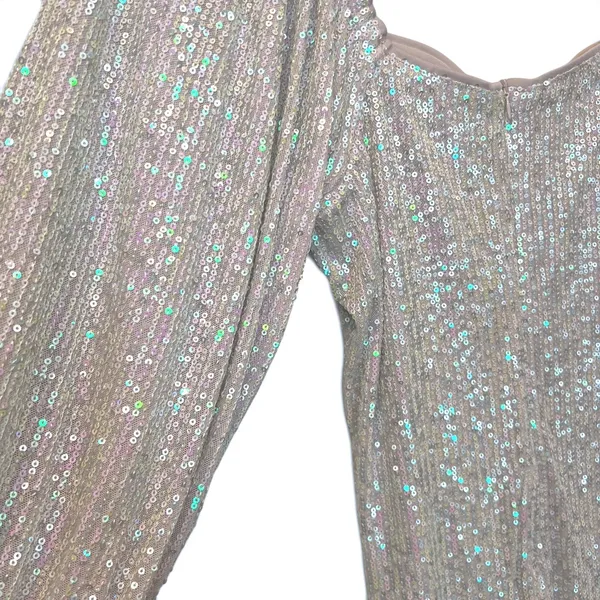 Lulus Fabulous Essence Womens M Blush Iridescent Sequin Bodycon Mini Dress NWT - Image 10