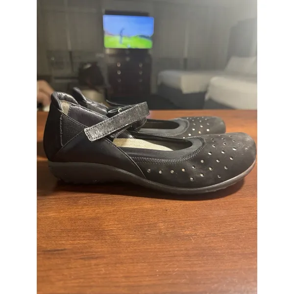 Naot Matua Suede Patent Mary Jane Size 38 US 7-7.5 Black Comfort Shoe - Image 4