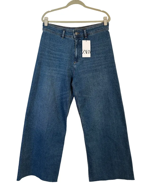 NWT Zara High Rise Marine Straight Jeans Size 14 - Image 2