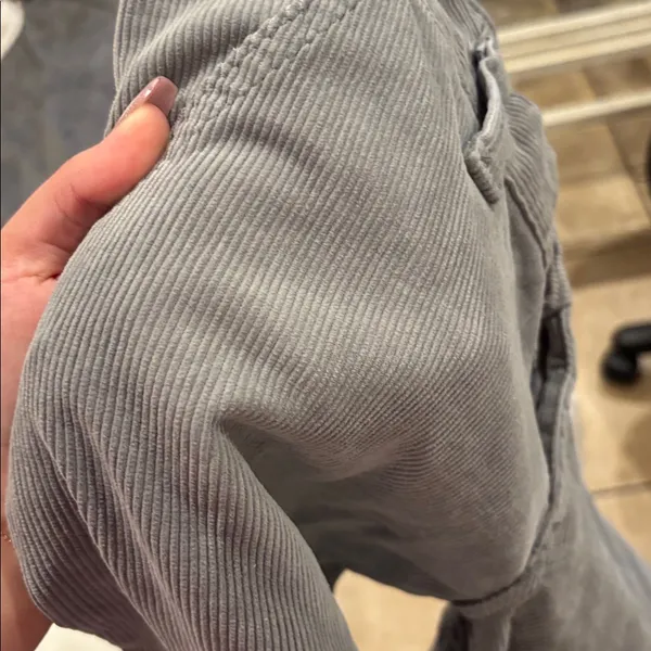 Brandy Melville Corduroy Gray Green Low Rise Wide Leg Pants - Image 4