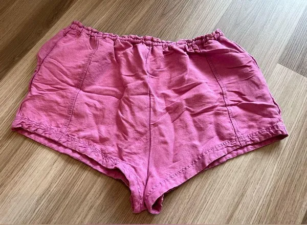 Free People Mirella Linen Blend Drawstring Shorts, Pink Plum, Size Medium - Image 9