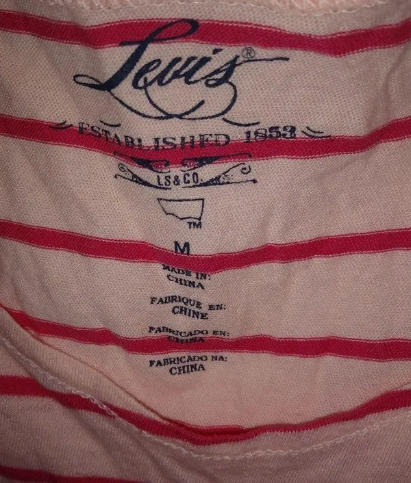 Levis M Red White Stripe Tank Top - Image 2