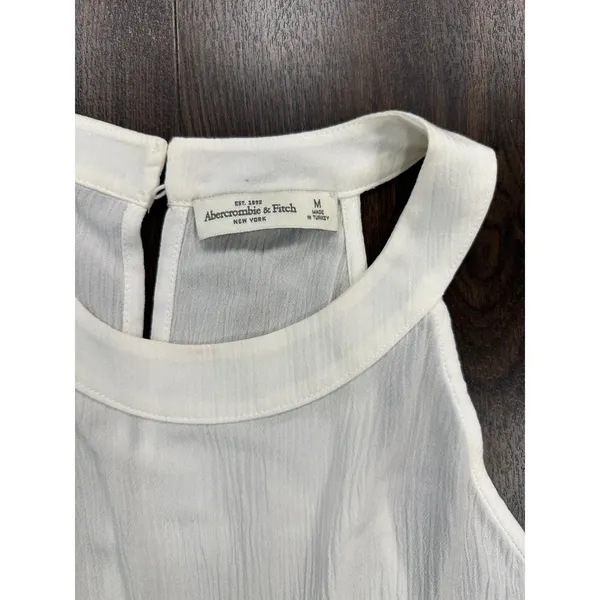 Abercrombie & Fitch‎ White Lace Hem Halter Top - Size M - 100% Viscose - Image 2
