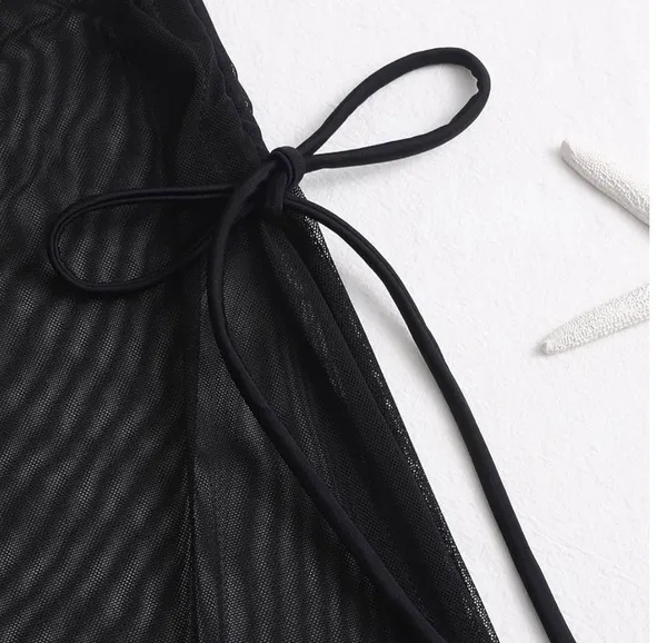 Solid Lace-Up Cover Up...Color: BOUTIQUE Black...Sz: Large (8-10) - Image 3