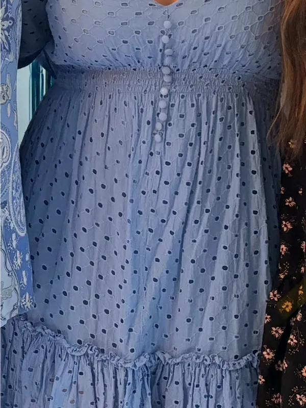 Blue Eyelet Mini Dress Size 14 - Image 6
