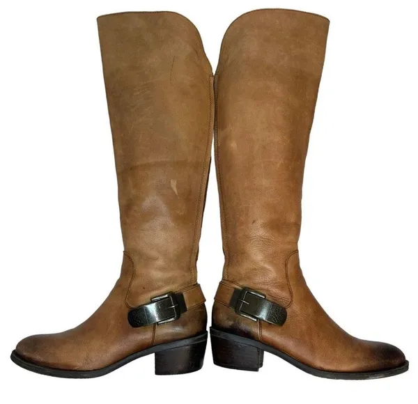 Vince Camuto Boots Womens 6 Bedina 2 Leather Tall Western Boho Buckle Brown - Image 10