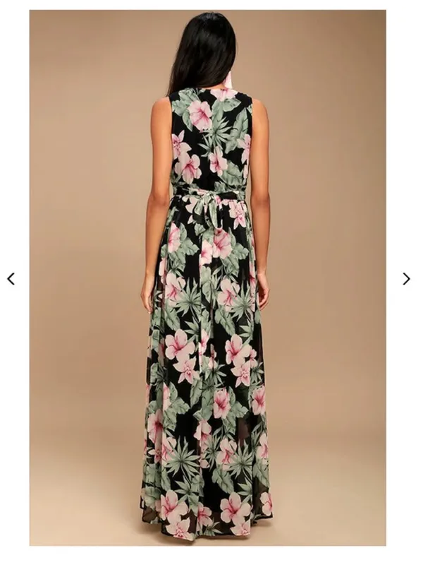 LULUS Sexy Chic Elegant Floral Prom Wedding Tiered Ruffles Chic Maxi Dress - Image 3