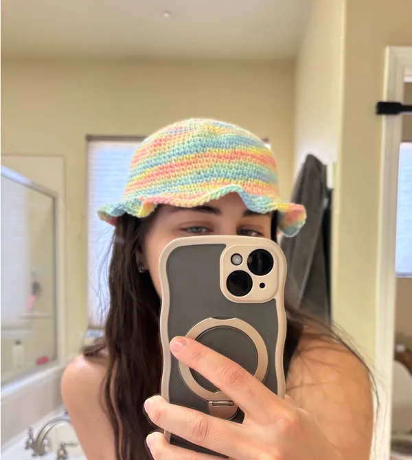Pastel Rainbow Crochet Bucket Hat Multiple - Image 4