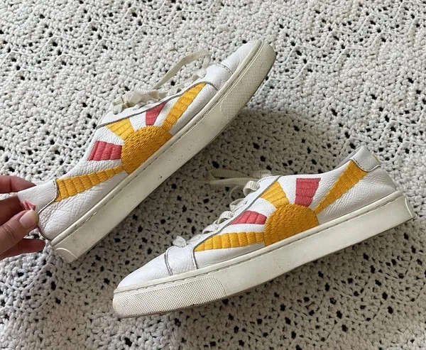 Soludos x Lockhart Embroidery Ibiza Sneakers Rainbow Wave Sun White (Size 8.5) - Image 6